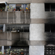 Signs of smoke on an apartment complex near the site of the explosions.